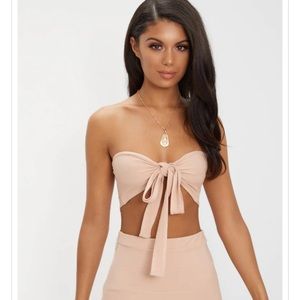 Nude Bandage Tie Front Bandeau Top 💅🏼